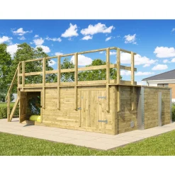 Weka Pool Rechteckig Größe 1 b 308,5 x 401,5 cm inkl Technikraum/Sonnendeck und FilteranlageFolie sand/mosaik