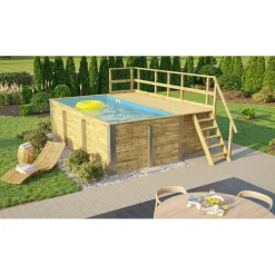 Weka Pool Rechteckig Größe 1 b 308,5 x 401,5 cm inkl Technikraum/Sonnendeck und FilteranlageFolie blau