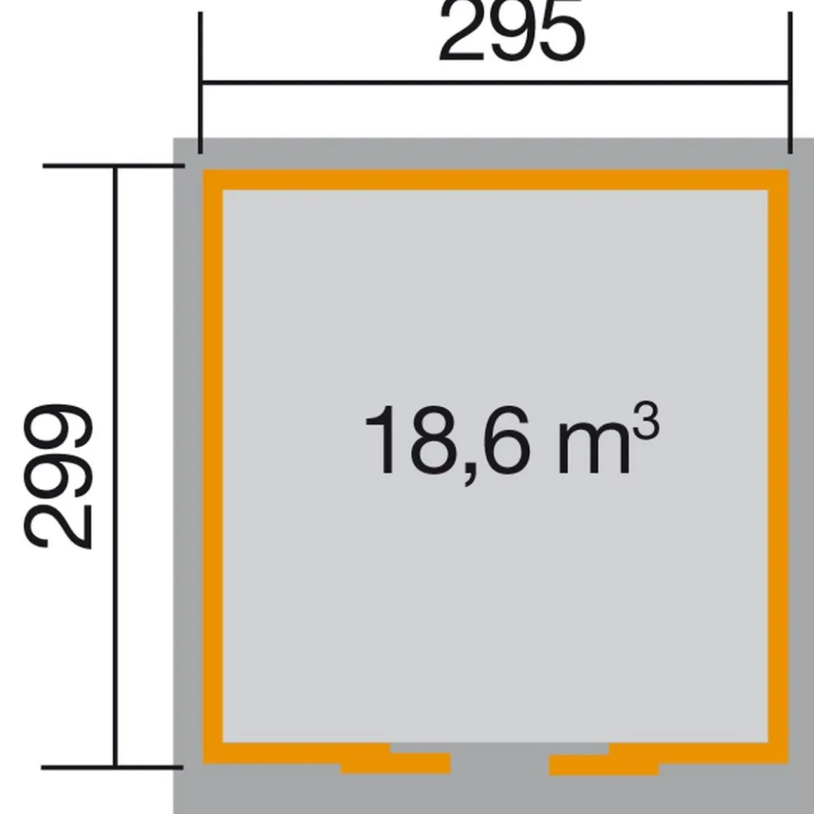Weka Schiebetürhaus 225 Größe 1/2 315 x 335 x 238 cm grau