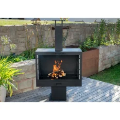 Westmann Terrassenofen Gartenkamin inkl. Grillrost 50x90x160cm Schwarz