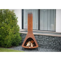 Westmann Terrassenofen Gartenkamin inkl. Rauchablass 70x70x160cm Rost