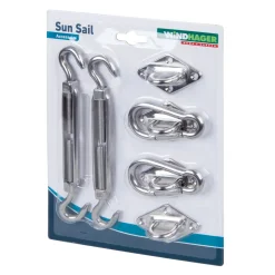 Windhager Befestigungsset für Sonnensegel 2 x Spannanker 2 x Karabinerhaken 4 x Halteösen Edelstahl