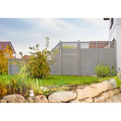 Zaunserie Malmö Abschluss links 90 x 180/90 cm Fichte basaltgrau lasiert